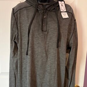 Zimego Men’s NWT charcoal gray Henley hoodie size Large